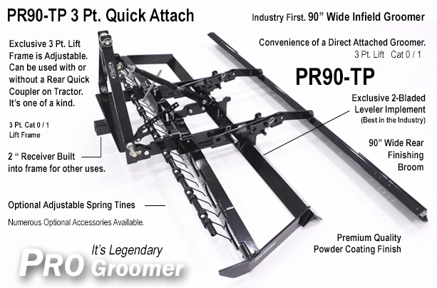 PR90-TP Pro Infield Groomer, 3 Pt. Quick Attach