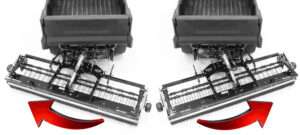 Snow grooming machine blade tilt adjustment demonstration